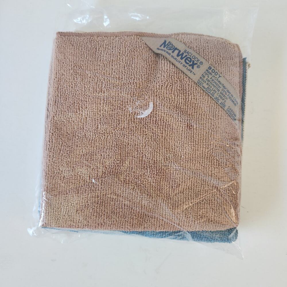 New! Norwex Backlock Body Cloth Microfiber Washcloth Towel Brown Blue Bath Spa